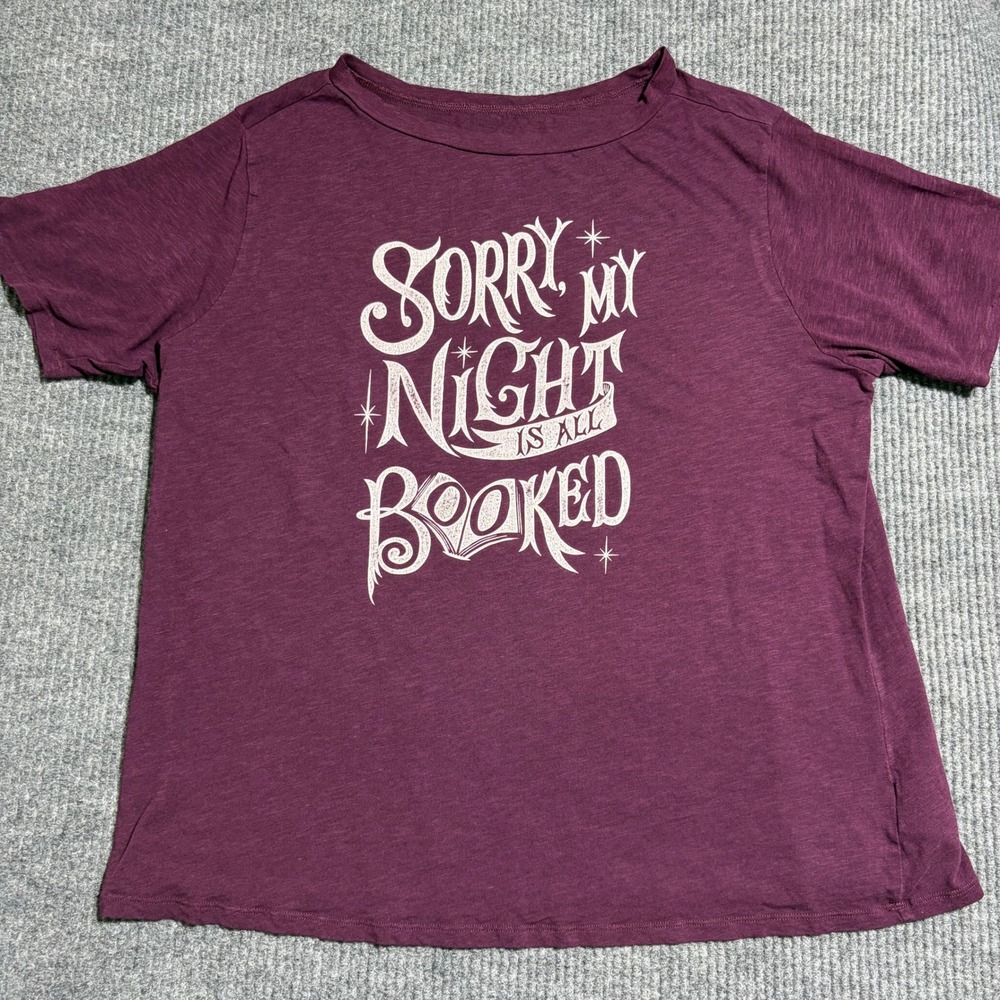 Torrid Vintage Slub Graphic Tee Sorry My Night Is All Booked Burgundy Plus Sz 1